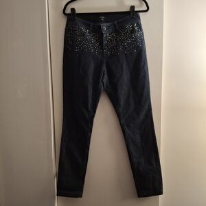 Chaus Sport Women's Dark Blue Skinny Jeans with Crystals And Nail Heads